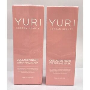 YURI Korean Beauty Collagen‎ Hydrating Anti-Aging Night Mask 2.53 fl oz (2) NEW